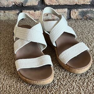 Skechers Cream Sandals with Cork Sole